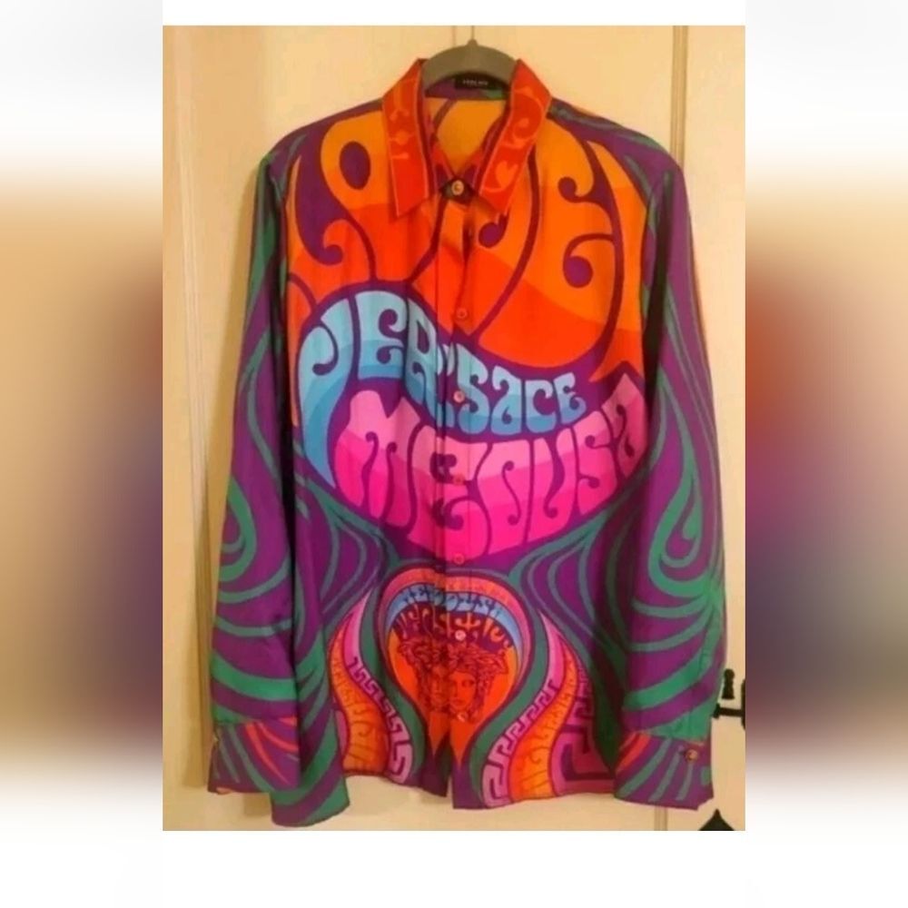 NWT Auth.Versace w/Bag "Medusa Music" Silk Blouse Sz.Small,4/6 US,40 EU Ret$1475